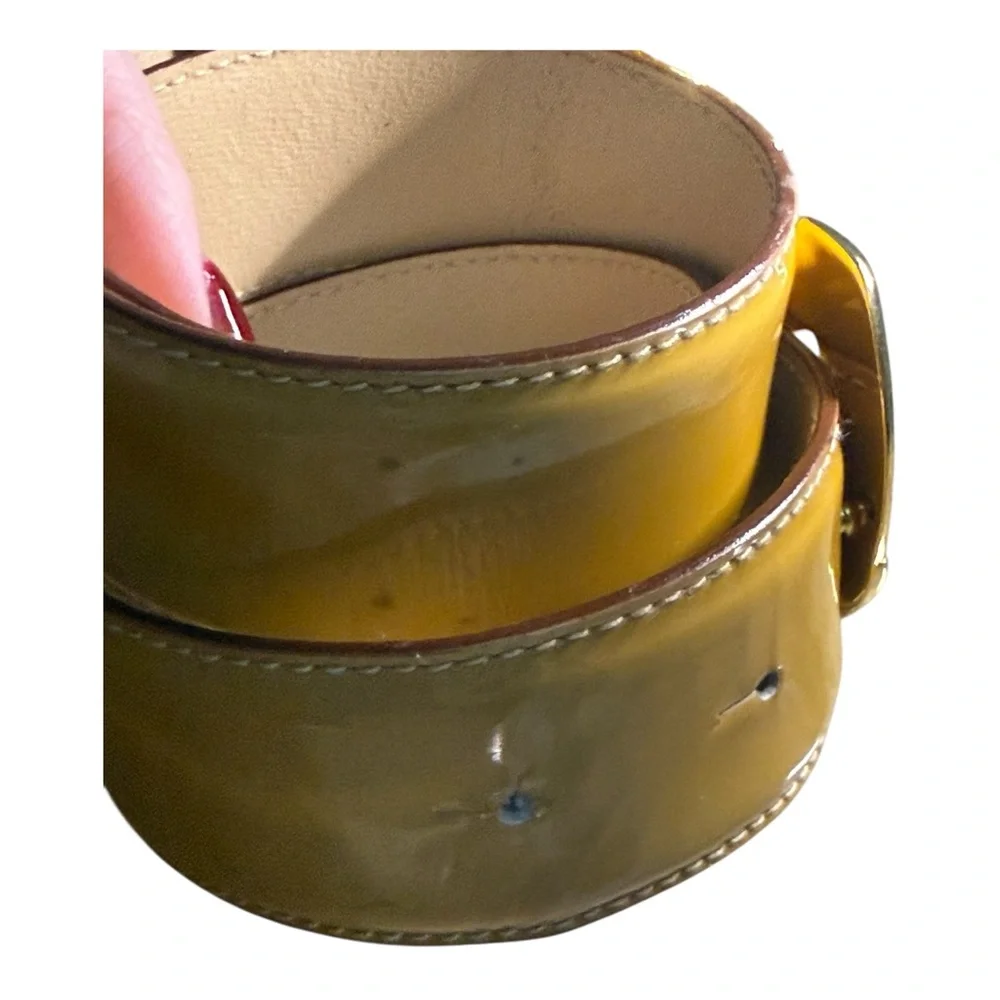 Paloma Picasso Gold and Beige Patent Leather Vintage Belt L/80‎